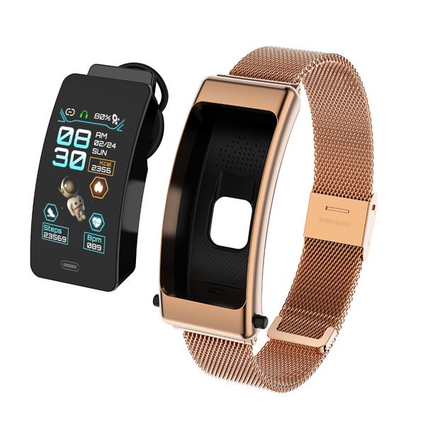 Nouveau casque Bluetooth bracelet intelligent portable sport bracelet écran tactile appel écoute fréquence cardiaque montre temps limité