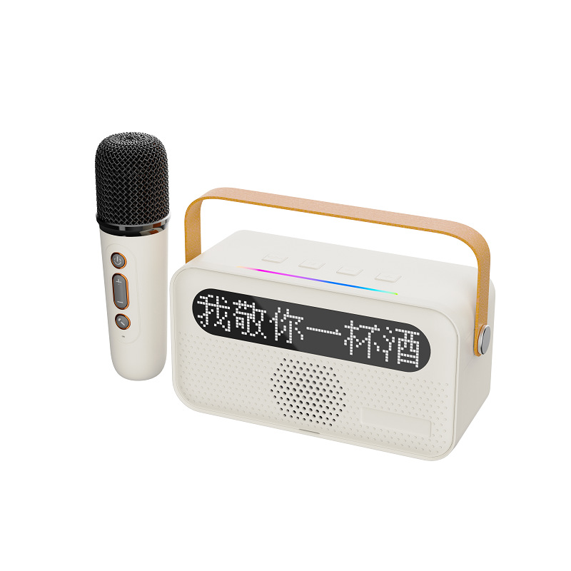 New Bluetooth karaoke speaker with lyrics display screen, portable wireless microphone, karaoke integrated sound system