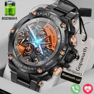 Nieuwe Bluetooth Talk Hartslag Mannen Smart Horloge 1.50in 360 360HD Groot Scherm 800MAH Batterij Waterdichte Sport Gezondheid Smart horloge