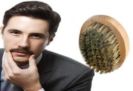 Nuevo cepillo para bigote y barba con cerdas de pelo de jabalí, mango de madera redondo duro militar, peine de melocotón antiestático, herramienta de peluquería para hombres gi8423131