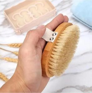 Brosse de bain en poils de sanglier naturels, peau sèche biologique, douche à dos humide en bambou, exfoliante, vente en gros, nouvelle collection