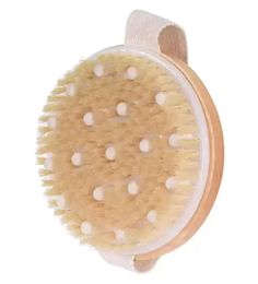 Nouvelle brosse corporelle pour brossage humide ou sec, poils naturels avec nœuds de Massage, exfoliation douce, améliore la Circulation, 5796439