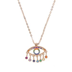 Nieuwe Bohemen Sieraden Rainbow Evil Eye Pendent Ketting Drijvende Flexibele Coloful CZ Dames Dames Trendy Geschenken Turkse ketting