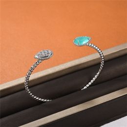 Nouvelle chaîne bohème goutte d'eau Zircon pierre bleue Bracelet ouvert femmes mode banlieue bijoux accessoires