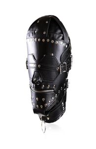 Nouveau masque de Gimp de capuche de bondage en cuir complet de luxe avec bandeau pour les yeux et la bouche de verrouillage Zip9475981