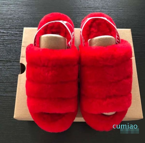 Nouvelles bottes Slipper Femmes Enfants Ouais Slide Fur Sandale petites filles Furry Pantoufles Chaussures De Luxe Designer Plate-forme Slipper Slides Sandales