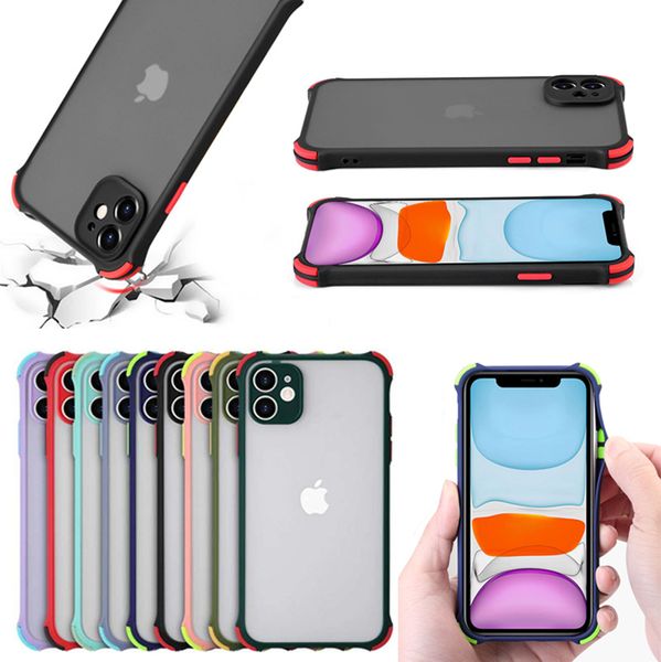 Estuches de teléfono a prueba de golpes para PC duro transparente mate para iPhone 13 12 Mini 11 Pro Max XS X XR 6 7 8 Plus Samsung Galaxy S21 Ultra S21FE A52 A72 A51 A71 A02S A03S A22 A32 Redmi 10 11 Note10