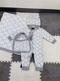 Nouveaux bébés nés designer barboteuses avec des couvertures enveloppantes mode bébé lettre combinaisons avec des chapeaux de lapin doux coton vêtements pour enfants barboteuse