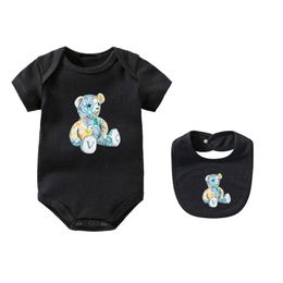 Neugeborene Babykleidung Kinder Luxus Strampler Designer Baby 2 Stück 100 % Baumwolle Strampler Designer Kinder Onesies Overall Mädchen Säuglingsbodysuit kalekids-6 CXD2401193