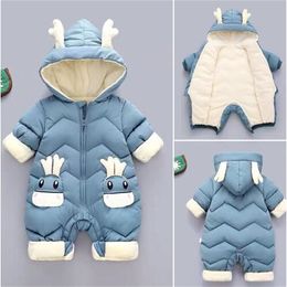 Nieuwe geboren babymeisjeskleding Wintersneeuwpak Plus fluwelen dikke babyjongens jumpsuit 0-3 jaar Romper jongen overall peuterjas