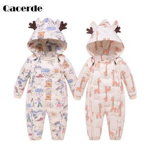 Nouveau-né Cartoon Romper Chaud Bébé Fille Vêtements d'hiver 2020 Enfants Combinaison Manteau pour nouveau-nés Bébé Body Bébé Barboteuses 0-3Y H0909