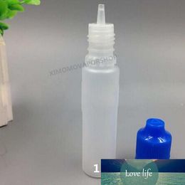 Nuevas botellas Tapa de manipulación a prueba de niños Botellas de líquido E de 15 ml con cerradura de cuentagotas larga Botella de pluma vacía de plástico Botellas de LDPE de 15 ml