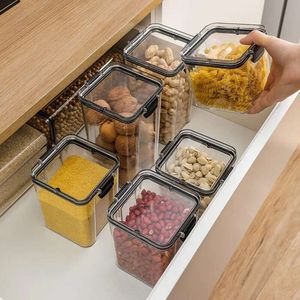 Nouvelles bouteilles bocaux alimentaires transparents, boîte de stockage des aliments, conteneur de stockage des aliments de cuisine avec couvercle, bocaux de cuisine en plastique pour garde-manger, boîtes d'organisation