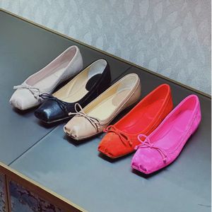 Nieuwe Bowtie Lakleer ballet Vierkante neus flats Torchon ontwerp dames Luxe Ontwerpers Casual Kleding schoenen hoge kwaliteit Kleding schoenen Maat 35-43 Met doos