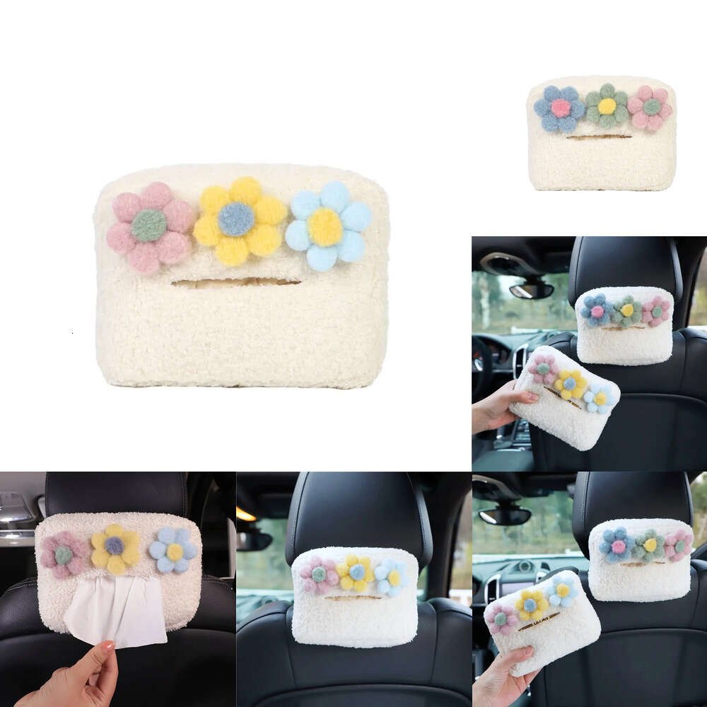 New Box Cute Cashmere Flowers Tissue Car Styling Portable Paper Package Case Napkin Holder