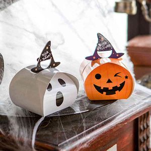 Nouvelle boîte papier coffrets cadeaux Trick or Treat enfants cadeaux citrouille fantôme bonbons sacs Halloween fête décoration fournitures