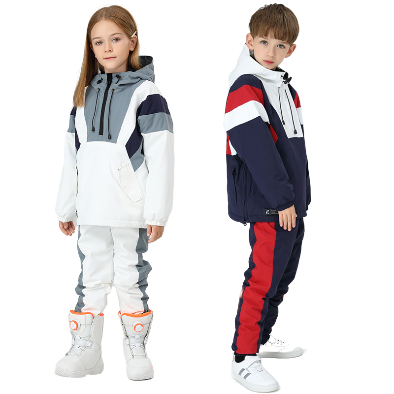 Nieuwe jongensmeisjes Ski -pak Winter Winter Warm Wind Waterdicht Kinderen Ski Hoodie Jacket Ski -broek Set Kids Snowboard -outfit
