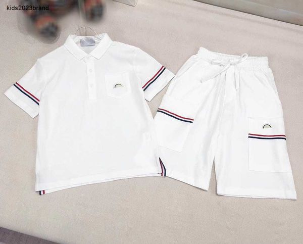 Nouveaux garçons POLO ensemble enfants vêtements de marque survêtements pour bébés Taille 100-150 CM Design blanc minimaliste Manches courtes et shorts 24Mar