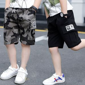 Nouveaux garçons shorts pour été camouflage pantalons amples pantalons adolescents shorts coton pantalons noirs mode enfants vêtements 2-16 ans 210308