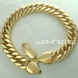 Nouveau bracelet 18K 18CT Gol rempli GF Mens 10 mm Largeur 22 cm Longueur Cool Braclet B1192841 Bijoux de créateur de créateurs de créateurs