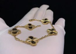 Nueva pulsera 2023 de lujo Van Clover pulsera perla 4 hojas 18K oro láser marca pulsera encanto pulsera collar pendientes diamante boda