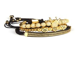 Nieuwe armband Men and Women 3PCSSet Crown Hamsa Eye Macrame armbanden roestvrijstalen kralen sieraden voor cadeau -druppel 3379238