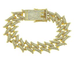 Nouveaux produits de bracelets en Europe et en Amérique pour hommes, bracelet cubain à épines courtes et diamants, bijoux géométriques pleins de diamants Ten4156249
