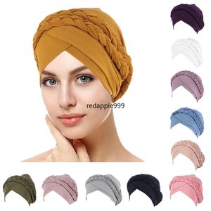 Nieuwe Gevlochten Tulband Vrouwen Voorhoofd Cross Innerlijke Hijab Islamitische Hoofd Wrap Moslim Hoofddoek Chemo Cap Mutsen Motorkap Haaruitval Hoed