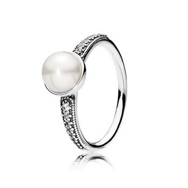 Nouvelle marque 100% 925 argent Sterling élégant beauté romantique perle anneau pour femmes anneaux de mariage bijoux de mode