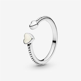Nieuwe Merk 100% 925 Sterling Zilveren Open Ring Versierd Met Twee Harten Voor Vrouwen Bruiloft Verlovingsringen Mode Jewelry213z