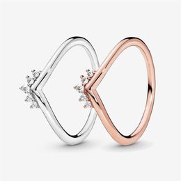 Nueva marca 100% Plata de Ley 925 Tiara anillo de espoleta para mujeres Anillos de Compromiso de boda accesorios de joyería de moda 270B