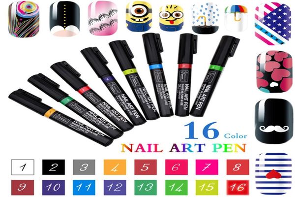 Nueva marca 3d uñas arte lápiz 16 colores Women039s Delicado Pretty Diy Nail Art Nail Pole Gel Manicure Tool 9205688