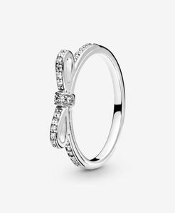 Nouvelle marque 925 Sterling Silver Classic Bow Ring Pave Cubic Zirconia for Women Wedding Bings Bijoux 47830747149787