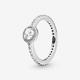 Nieuw Merk 925 Sterling Zilver Klassieke Sparkle Halo Ring Voor Vrouwen Trouwringen Mode Jewelry254u
