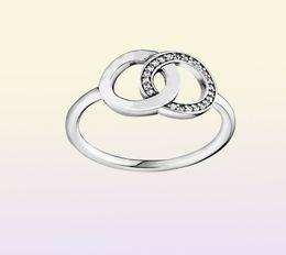 Nouvelle marque 925 Bague étincelante en argent sterling avec cercles entrelacés pour les femmes de mariage bijoux de mode 23436072808998