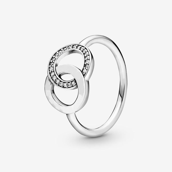 Nouvelle marque 925 bague en argent Sterling étincelante avec cercles entrelacés pour les femmes anneaux de mariage bijoux de mode livraison gratuite