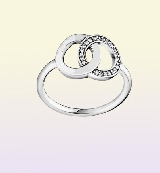 Bague scintillante en argent Sterling 925, nouvelle marque, avec cercles entrelacés, bagues de mariage pour femmes, bijoux à la mode 23436073579814