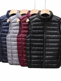 Nouvelle marque automne hiver léger doudoune hommes Fi manches courtes ultra-mince léger jeunesse mince manteau doudoune 29CV #