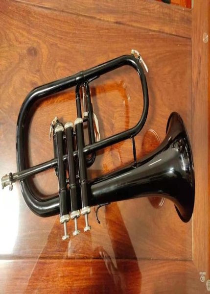 Nueva marca Bb Tune Flugelhorn campana chapada en níquel negro instrumentos musicales profesionales con estuche boquilla 4639952