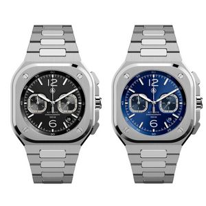 Nieuw merk Bell Ross Watches Global Limited Edition roestvrij staal zakelijke chronograaf luxe datum mode casual quartz herenhorloge