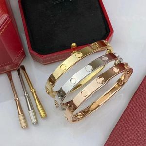 Nueva marca Brazalete de diseño clásico Pulsera de tornillo de oro de 18 quilates Joyería de moda Pulseras de moda de lujo Diamante de acero de titanio para mujeres Hombres Pulseras de uñas Regalo de boda