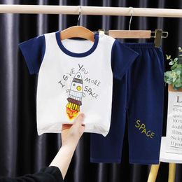 Set di vestiti di nuova marca Set di abbigliamento per bambini unisex in due pezzi per ragazze dei neonati in cotone estivo