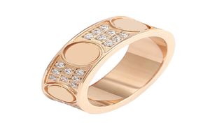 Nieuw merk CZ titanium stalen ring Klassieke luxe mode-stijl roestvrijstalen gypsophila rose goud trendy damesring5983083