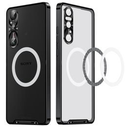 Nieuw merkontwerp Cover Shell voor Sony Xperia 1 V IV Metalen magnetische bumper Anti-vingerafdruk mobiele telefoonhoes