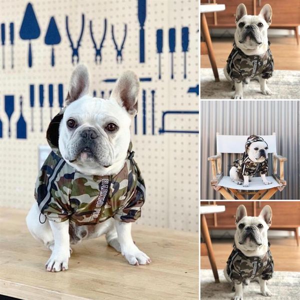 Nuevo diseño de marca, ropa para perros, ropa acolchada para mascotas, ropa impermeable para perros pequeños y grandes, Bulldog francés, perros Pug, sudaderas con capucha, rompevientos J218A