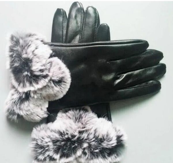 Guante de estilo de piel sintética de nuevo diseño de marca para mujer, guantes de cuero Artificial cálidos para invierno y exteriores con cinco dedos, venta al por mayor 2251