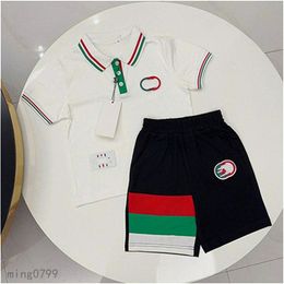 Nieuwe merkontwerper Polo Suit Zomer Katoen van hoge kwaliteit Kinderkleding met shorts High-End Children's Sports Suit maat 90cm-150 cm A15