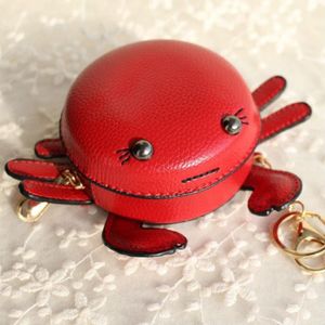 Nieuw merk grappig schattig crab pu lederen mini munt portemonnee sleutelhanger auto sleutel kast sleutelhanger dames tas hanger backpack charm283u
