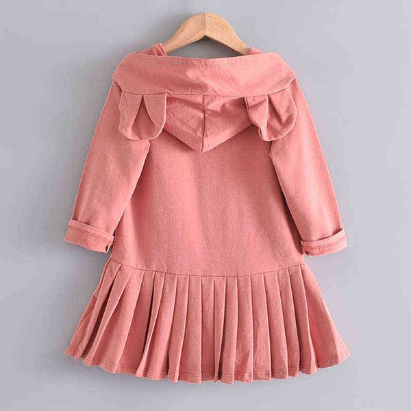 Nouvelle marque filles robe bébé filles chemisier oreilles de lapin à capuche froncé à manches longues enfants vêtements robe filles vêtements G220506