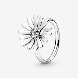 Neue Marke High Polish Band Ring 925 Sterling Silber Pflastern Gänseblümchen Blume Aussage Ring Für Frauen Hochzeit Ringe Mode Schmuck 2902